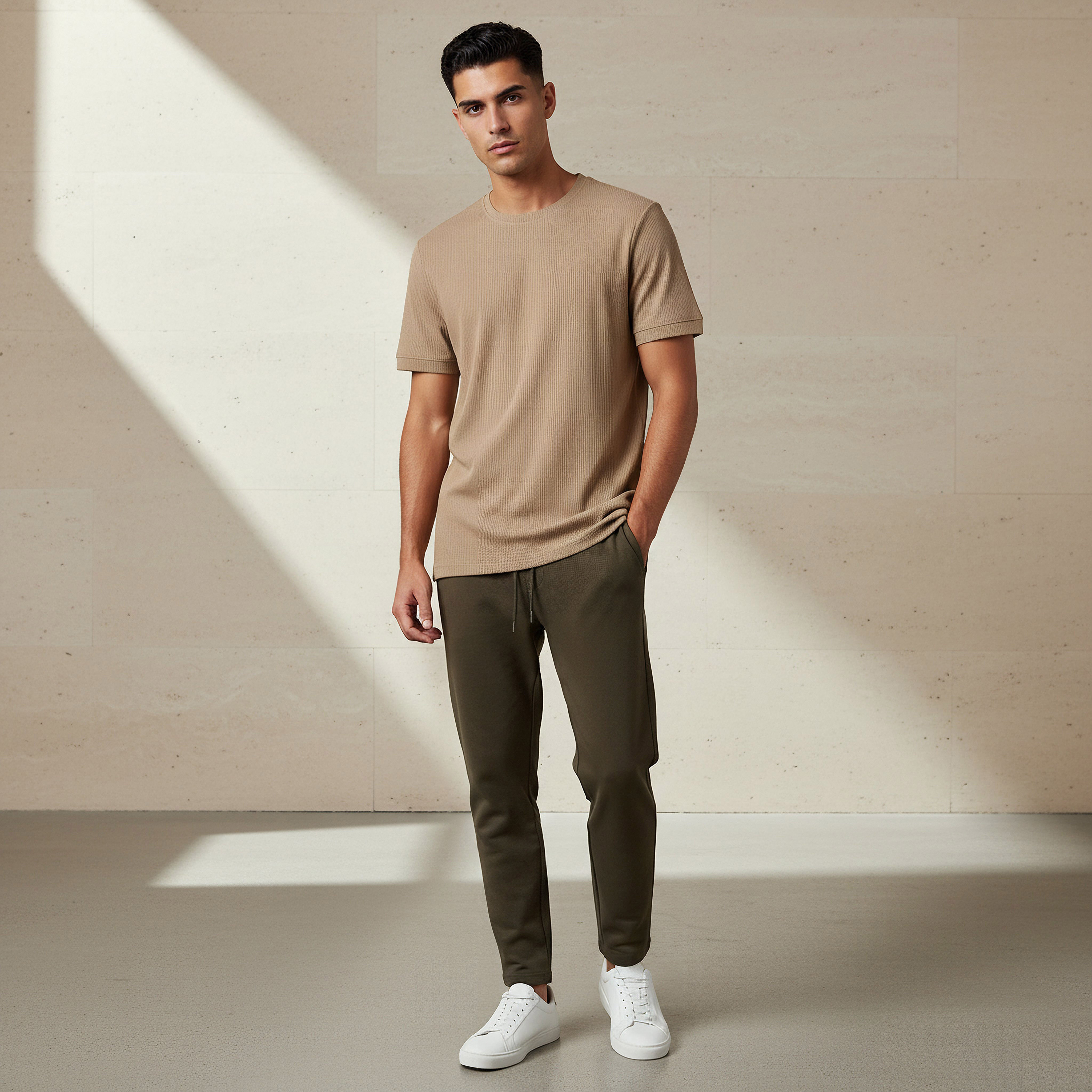 Iconic Men Regular Fit Crew Neck Short Sleeve Ribbed T-shirt-men-clothing-tshirtsandpolos-tshirts-image-2