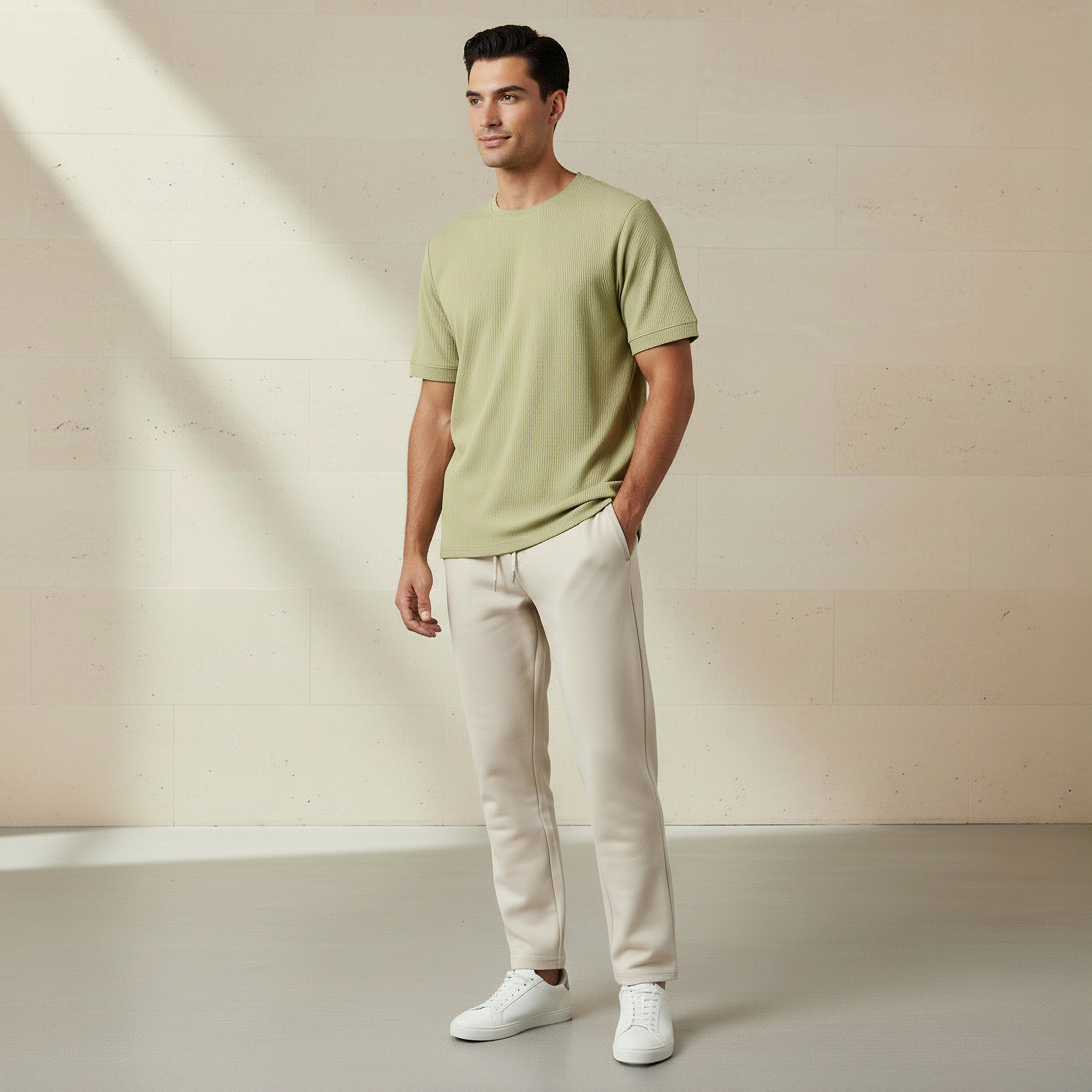 Iconic Men Regular Fit Crew Neck Short Sleeve Ribbed T-shirt-men-clothing-tshirtsandpolos-tshirts-image-2