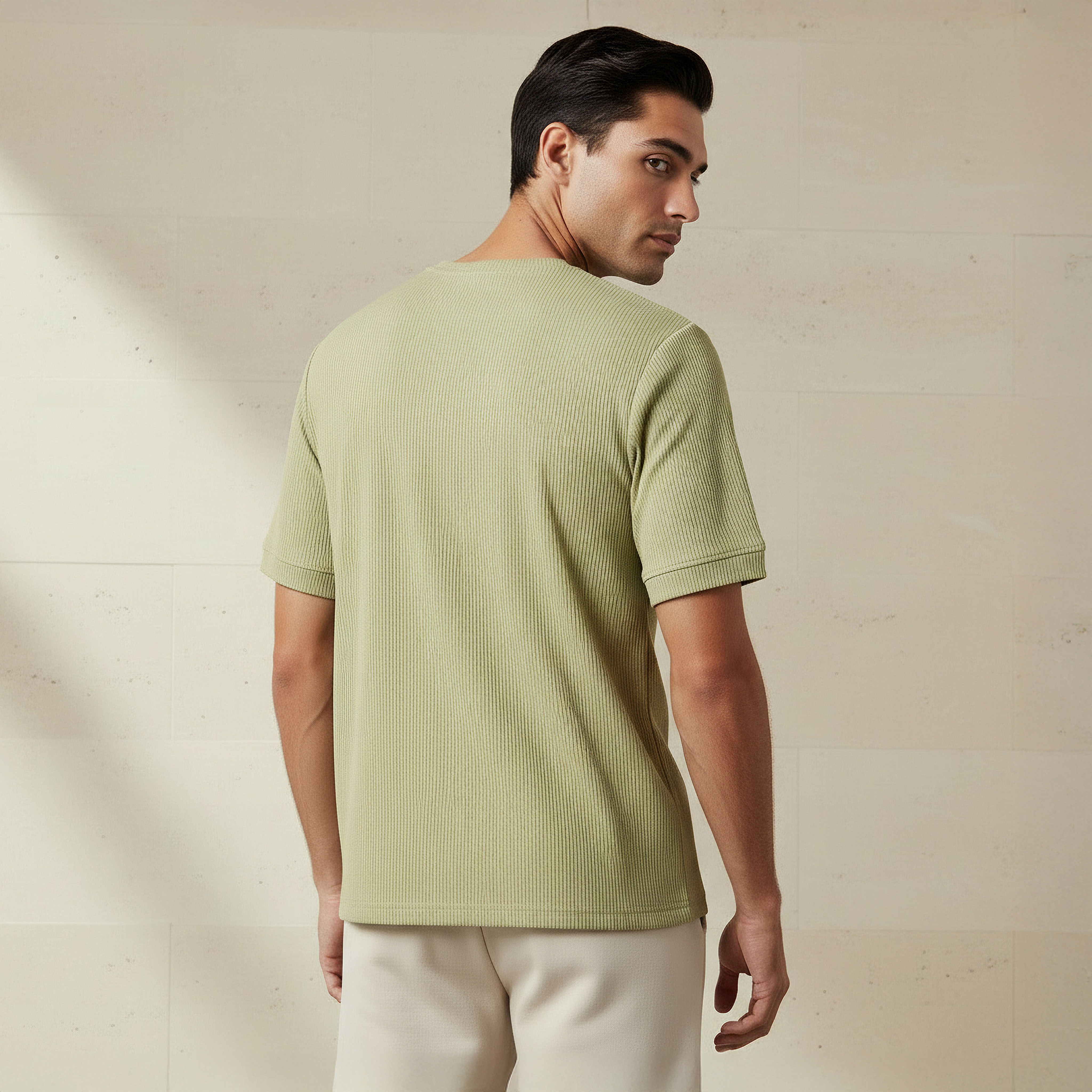 Iconic Men Regular Fit Crew Neck Short Sleeve Ribbed T-shirt-men-clothing-tshirtsandpolos-tshirts-image-3