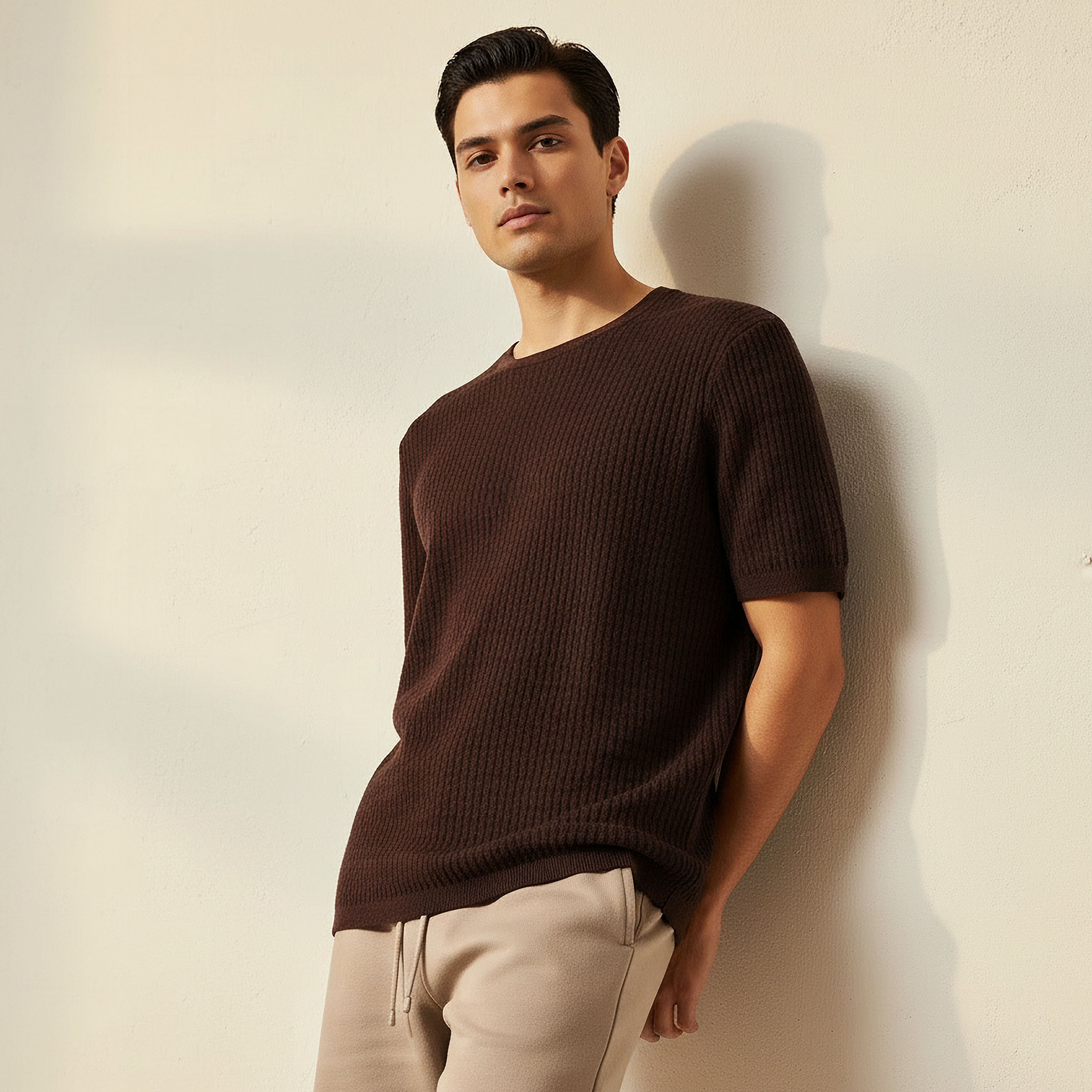 Iconic Men Regular Fit Crew Neck Short Sleeve Textured T-shirt-men-clothing-tshirtsandpolos-tshirts-image-2