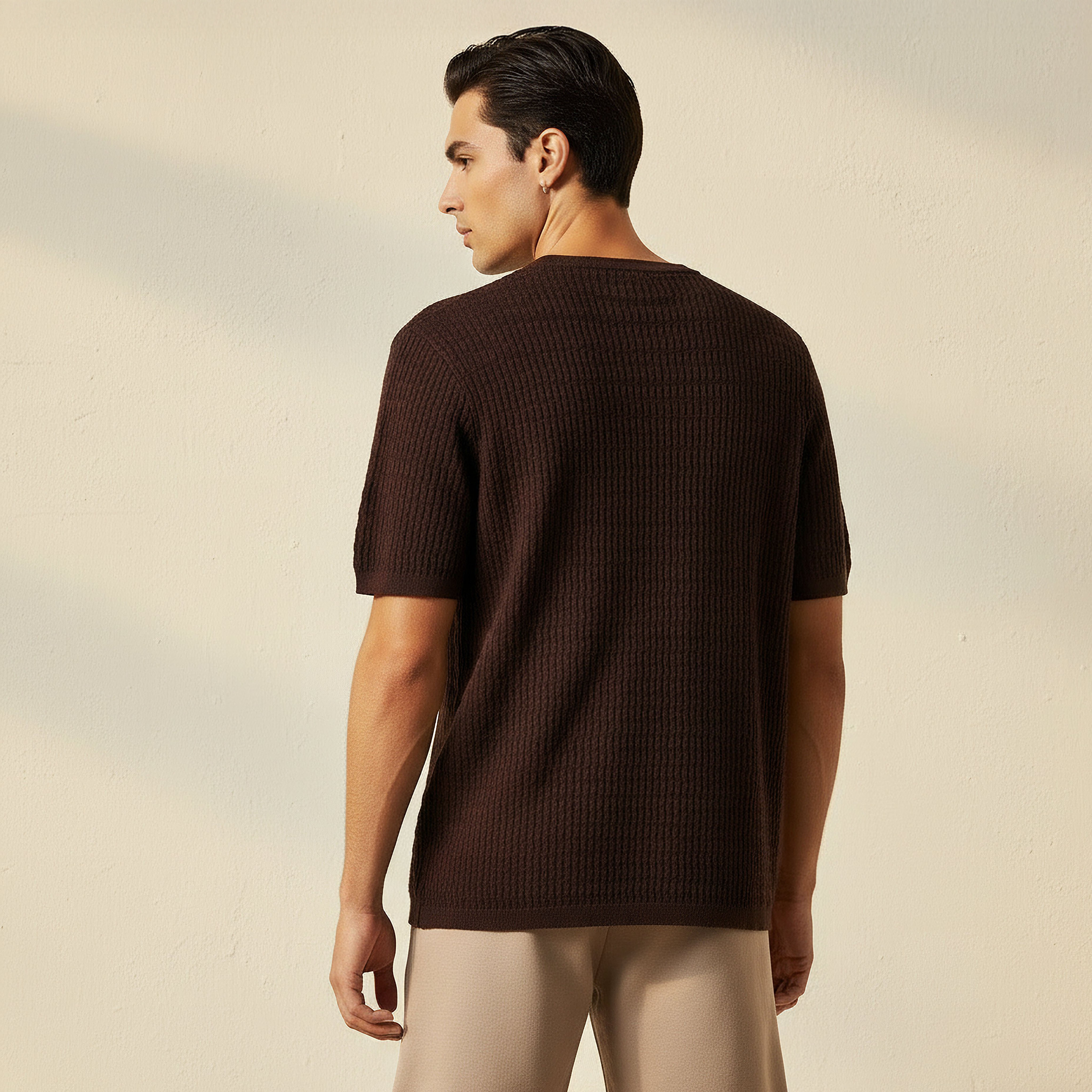 Iconic Men Regular Fit Crew Neck Short Sleeve Textured T-shirt-men-clothing-tshirtsandpolos-tshirts-image-5