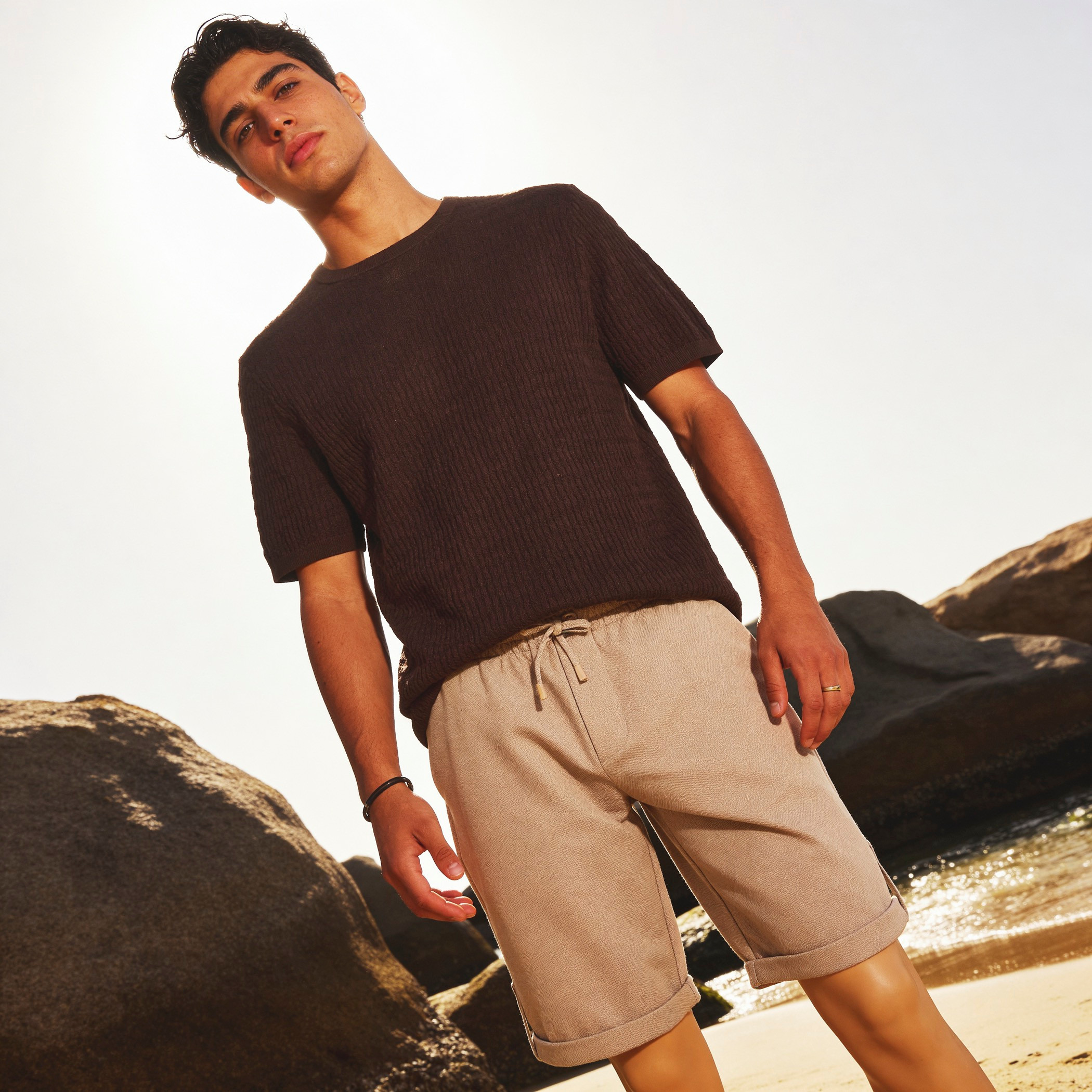 Iconic Men Regular Fit Crew Neck Short Sleeve Textured T-shirt-men-clothing-tshirtsandpolos-tshirts-image-1