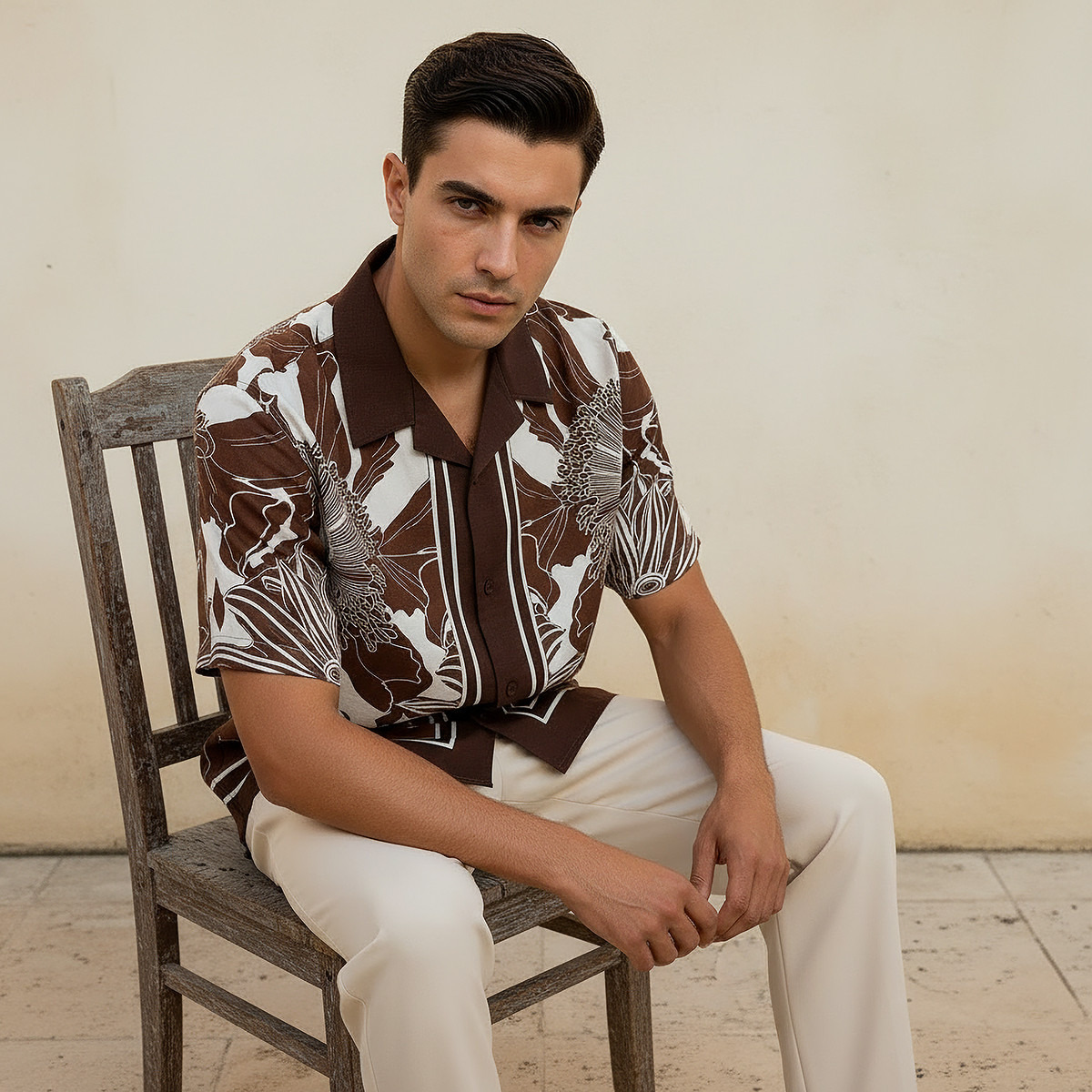 Iconic Men Regular Fit Collared Floral Print Short Sleeves Resort Shirt-men-clothing-shirts-image-1