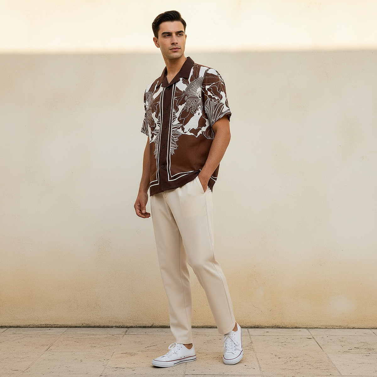 Iconic Men Regular Fit Collared Floral Print Short Sleeves Resort Shirt-men-clothing-shirts-image-3