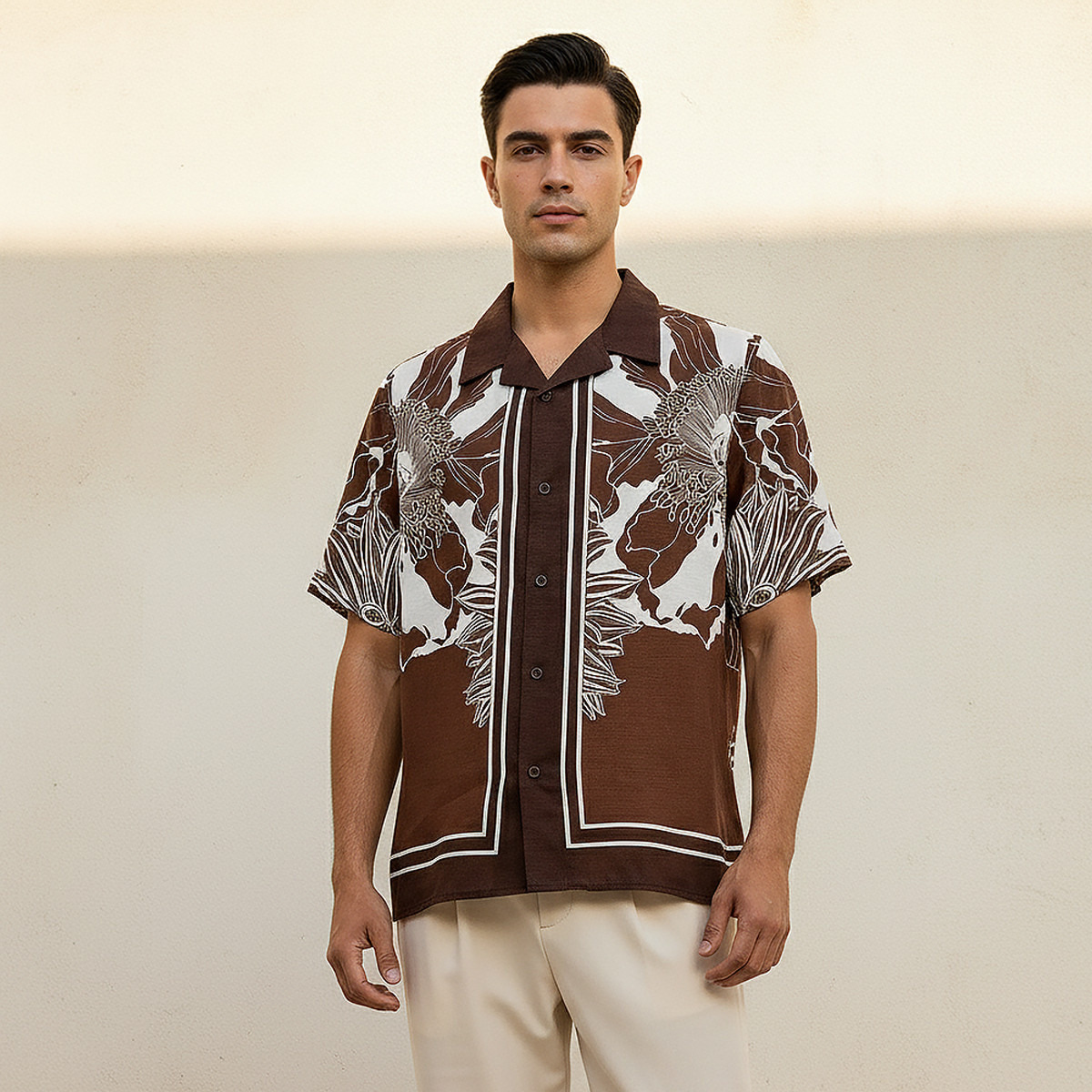 Iconic Men Regular Fit Collared Floral Print Short Sleeves Resort Shirt-men-clothing-shirts-image-5