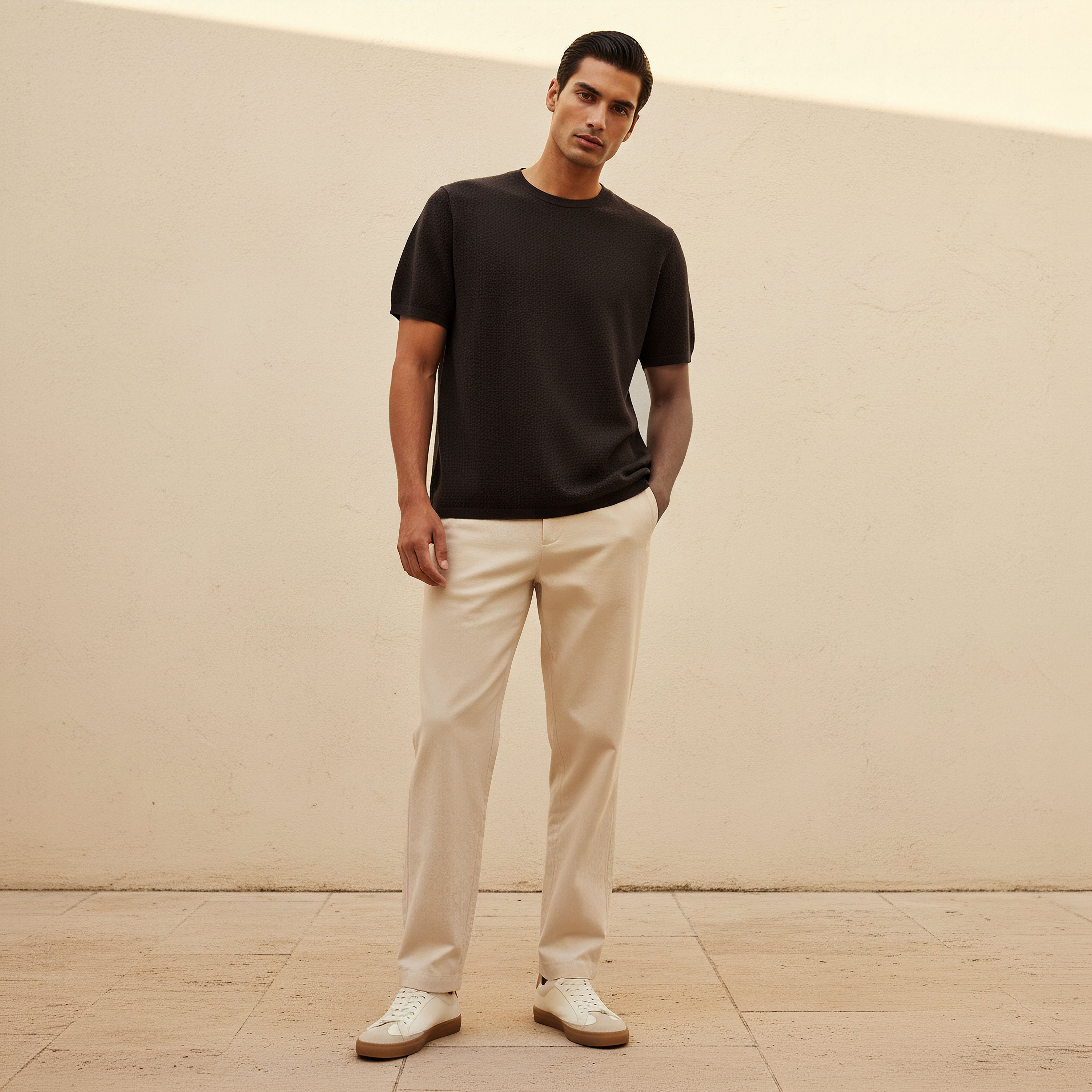 Iconic Men Regular Fit Crew Neck Short Sleeves Popcorn Textured T-shirt-men-clothing-tshirtsandpolos-tshirts-image-3