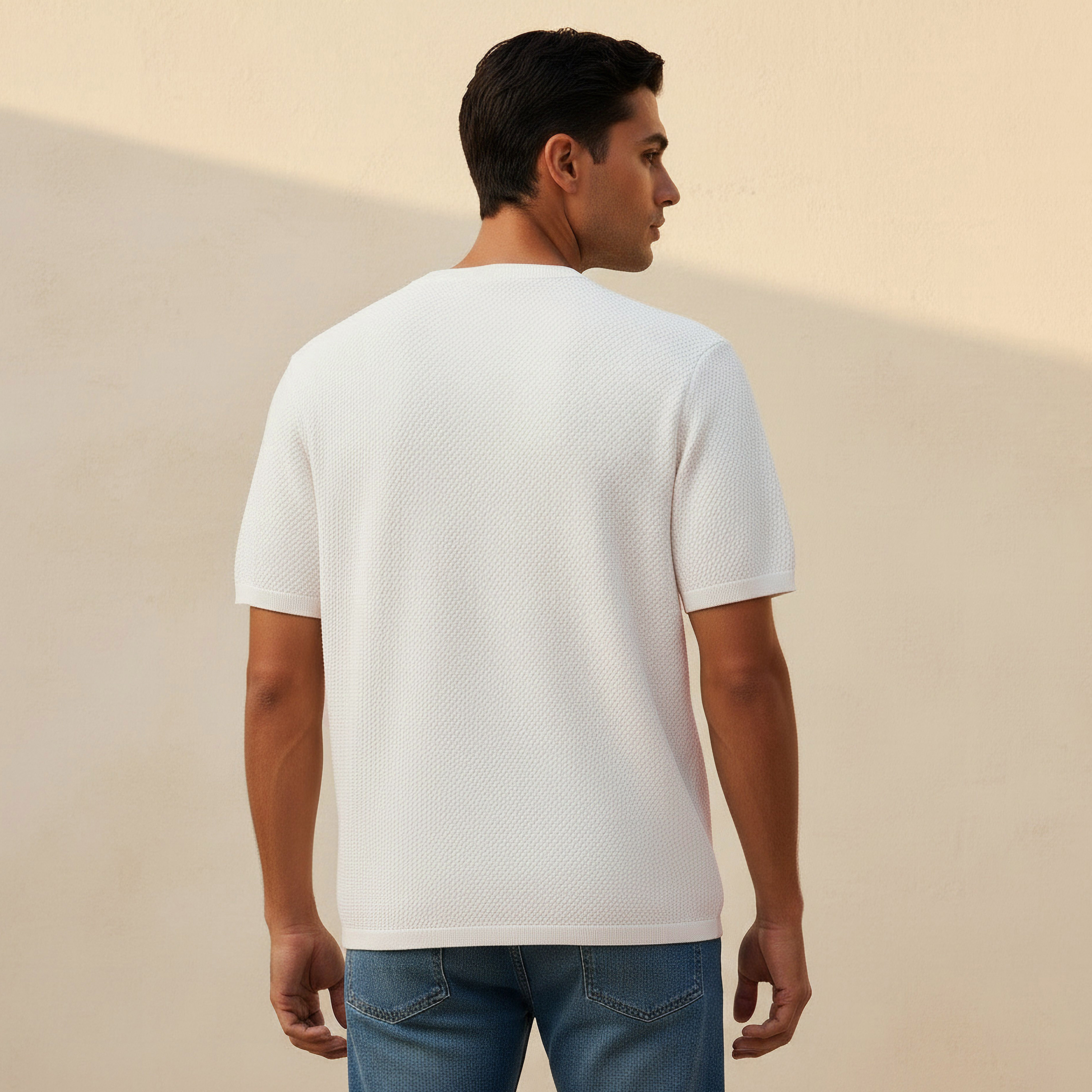 Iconic Men Regular Fit Crew Neck Short Sleeves Popcorn Textured T-shirt-men-clothing-tshirtsandpolos-tshirts-image-4