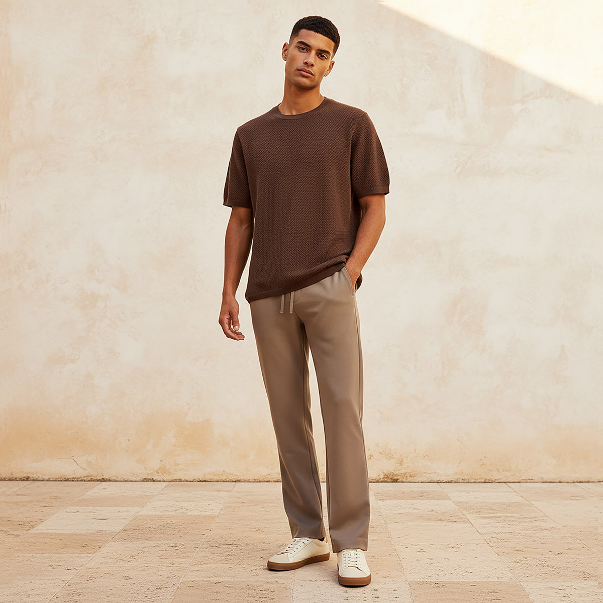 Iconic Men Regular Fit Crew Neck Short Sleeves Textured T-shirt-men-clothing-tshirtsandpolos-tshirts-image-3