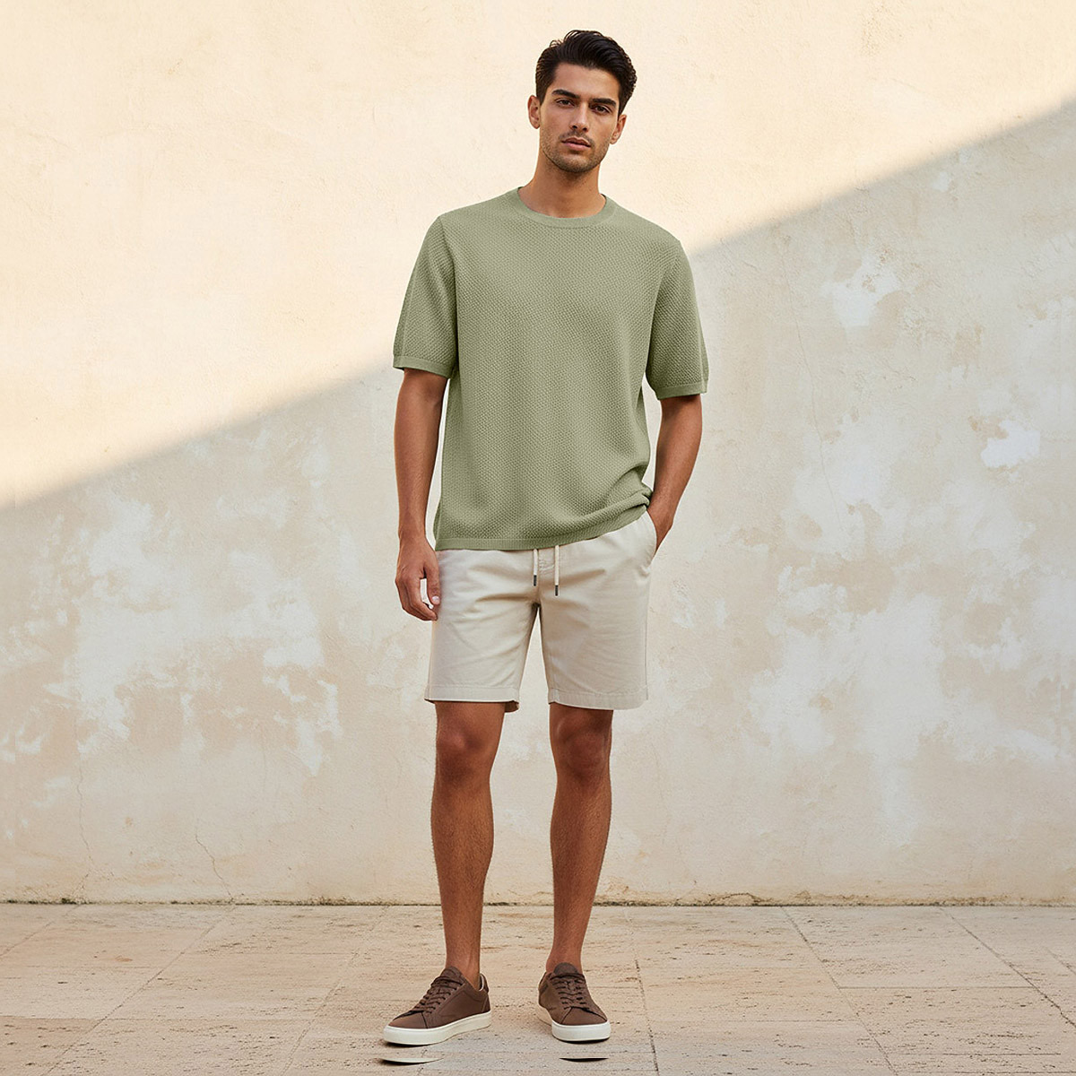Iconic Men Regular Fit Crew Neck Short Sleeves Textured T-shirt-men-clothing-tshirtsandpolos-tshirts-image-3