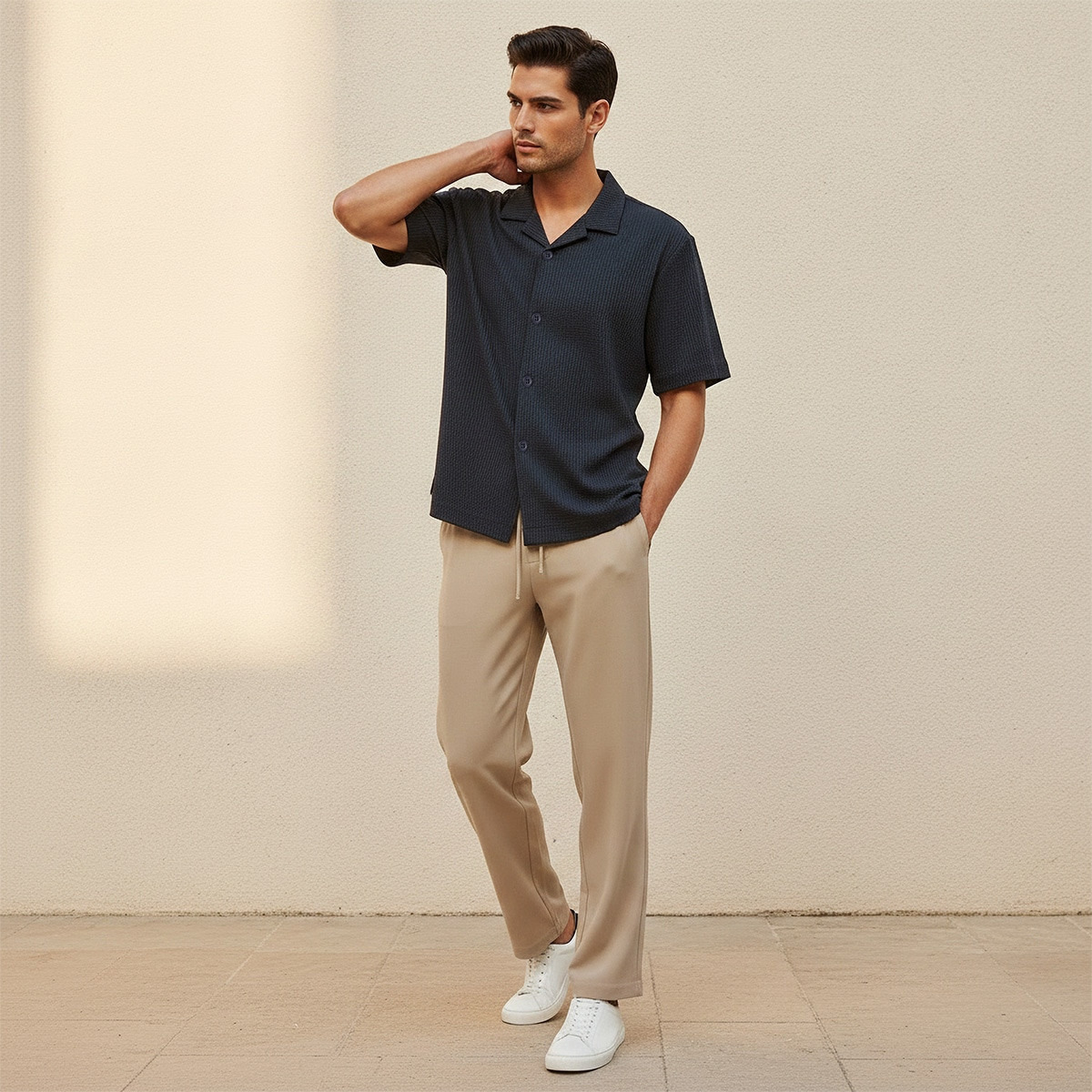 Splash Iconic Regular Fit Camp Collar Textured Short Sleeves Shirt-men-clothing-shirts-image-3