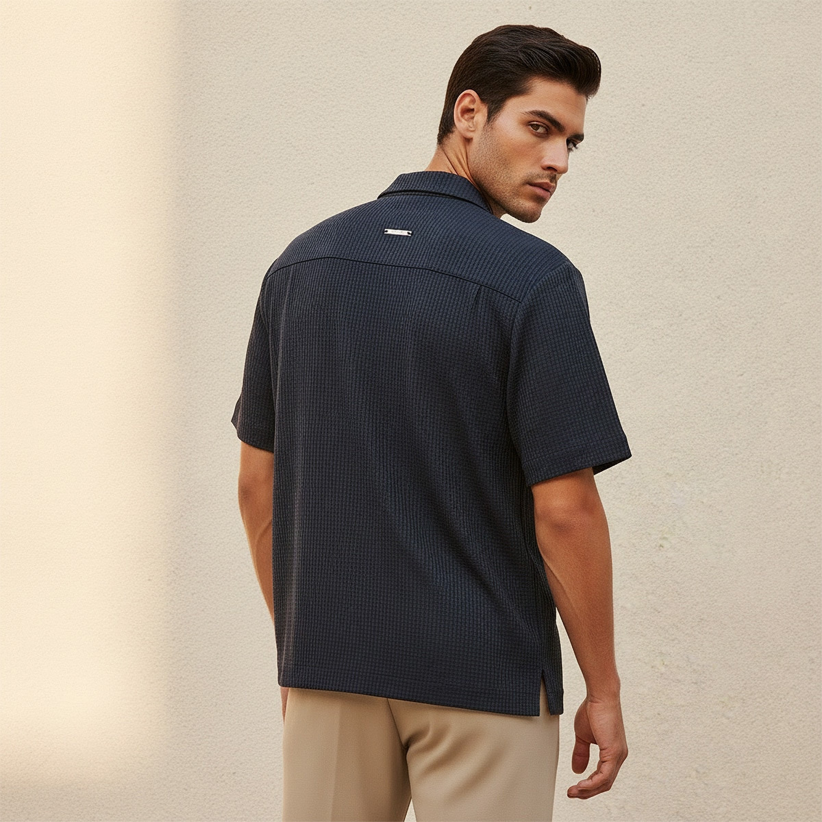 Splash Iconic Regular Fit Camp Collar Textured Short Sleeves Shirt-men-clothing-shirts-image-4