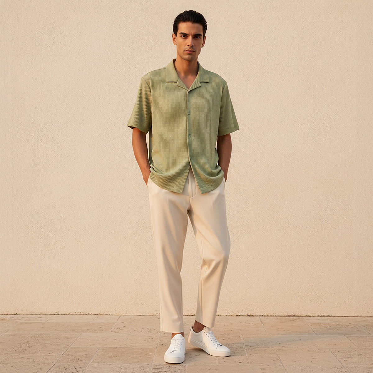 Splash Iconic Regular Fit Camp Collar Textured Short Sleeves Shirt-men-clothing-shirts-image-3