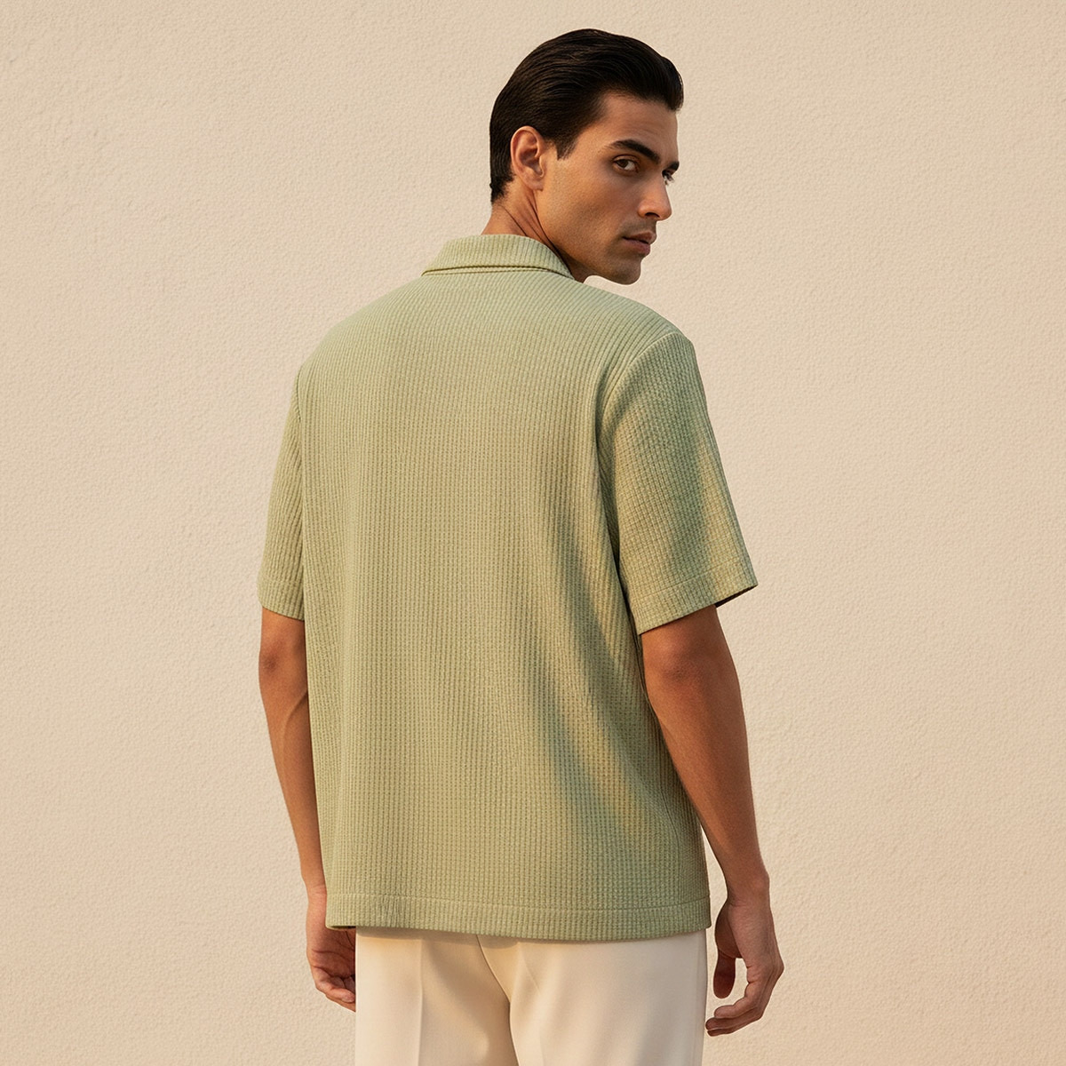 Splash Iconic Regular Fit Camp Collar Textured Short Sleeves Shirt-men-clothing-shirts-image-4