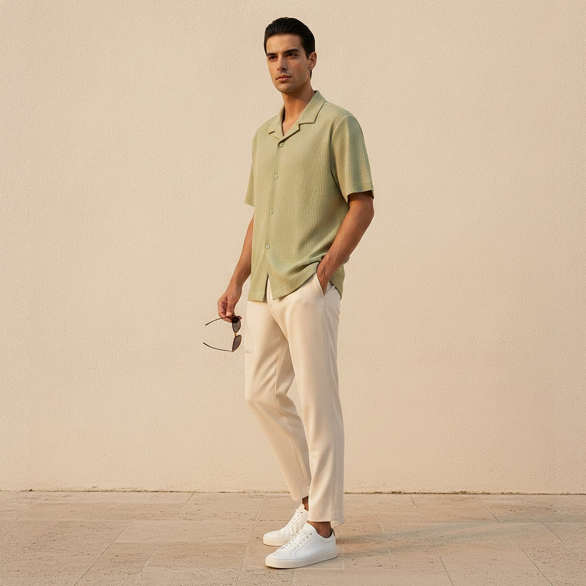 Splash Iconic Regular Fit Camp Collar Textured Short Sleeves Shirt-men-clothing-shirts-image-5