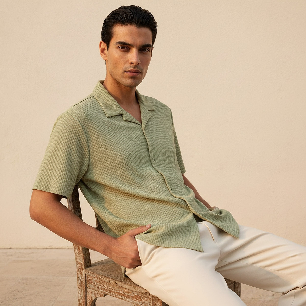 Splash Iconic Regular Fit Camp Collar Textured Short Sleeves Shirt-men-clothing-shirts-image-6