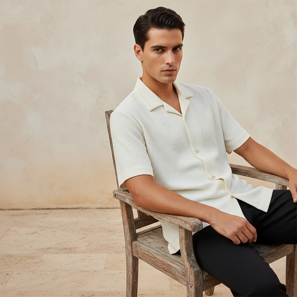 Splash Iconic Regular Fit Camp Collar Textured Short Sleeves Shirt-men-clothing-shirts-image-6