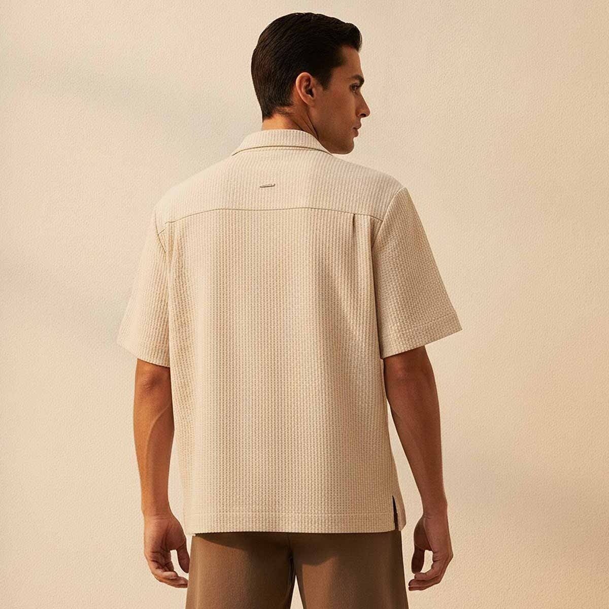 Splash Iconic Regular Fit Camp Collar Textured Short Sleeves Shirt-men-clothing-shirts-image-4