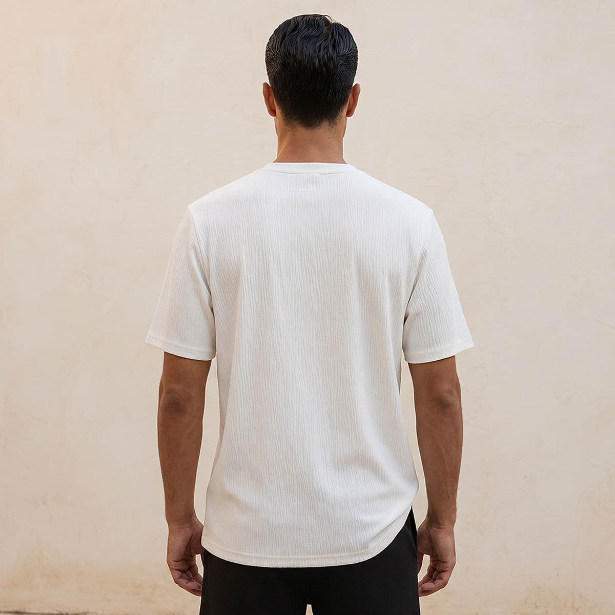 Iconic Men Regular Fit Crew Neck Short Sleeves Textured T-shirt-men-clothing-tshirtsandpolos-tshirts-image-4