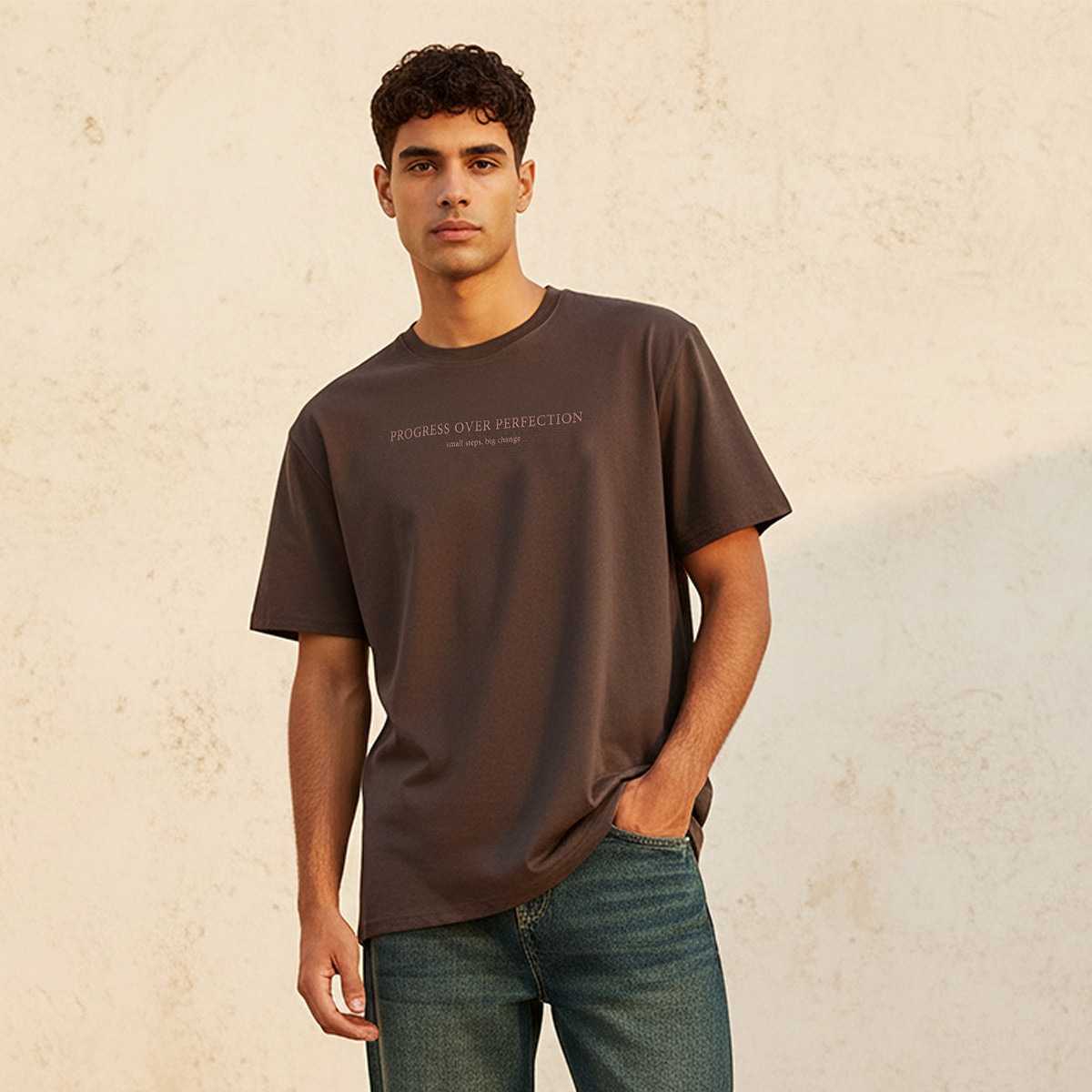 Iconic Men Regular Fit Crew Neck Short Sleeves Slogan Print T-shirt-men-clothing-tshirtsandpolos-tshirts-image-1
