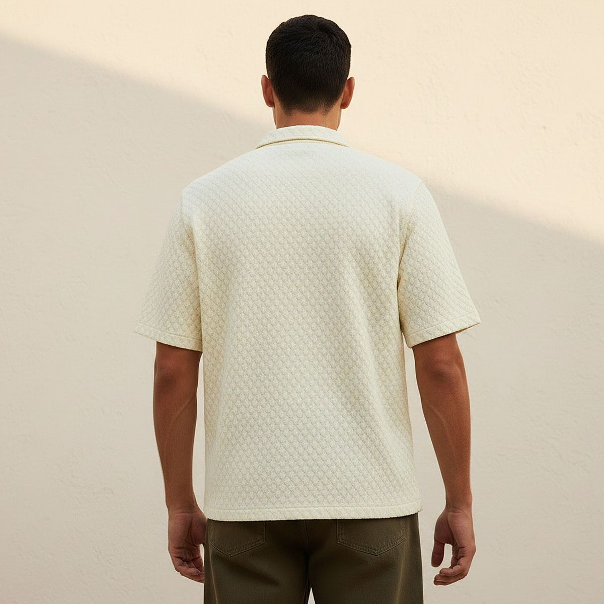 Splash Iconic Regular Fit Collared Jacquard Textured Short Sleeves Shirt-men-clothing-shirts-image-4