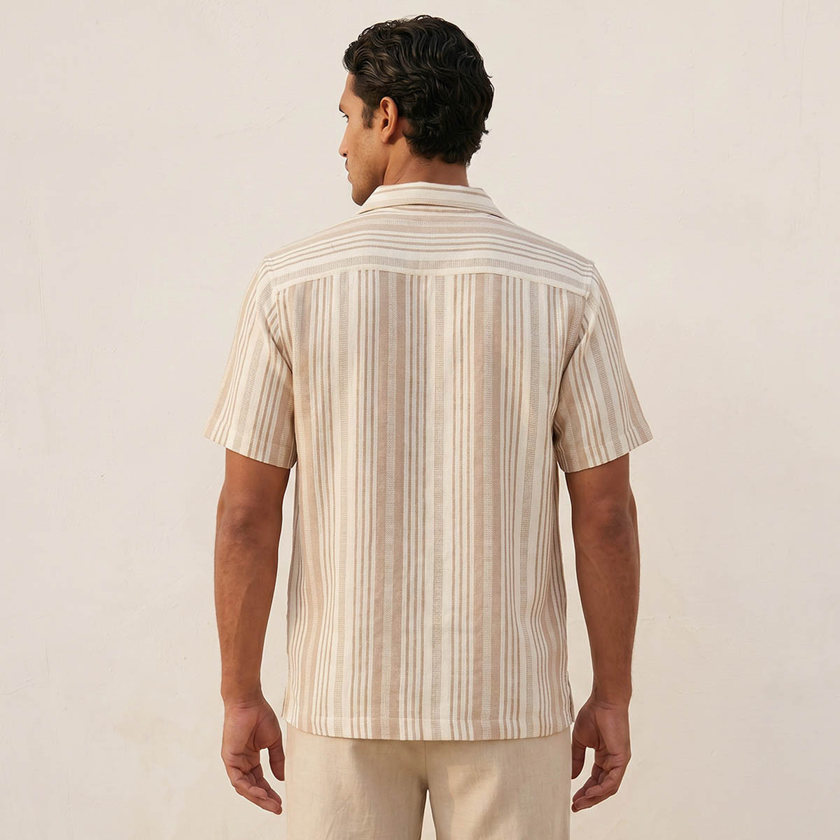 Splash Smart Regular Fit Camp Collar Striped Short Sleeves Shirt-men-clothing-shirts-image-4