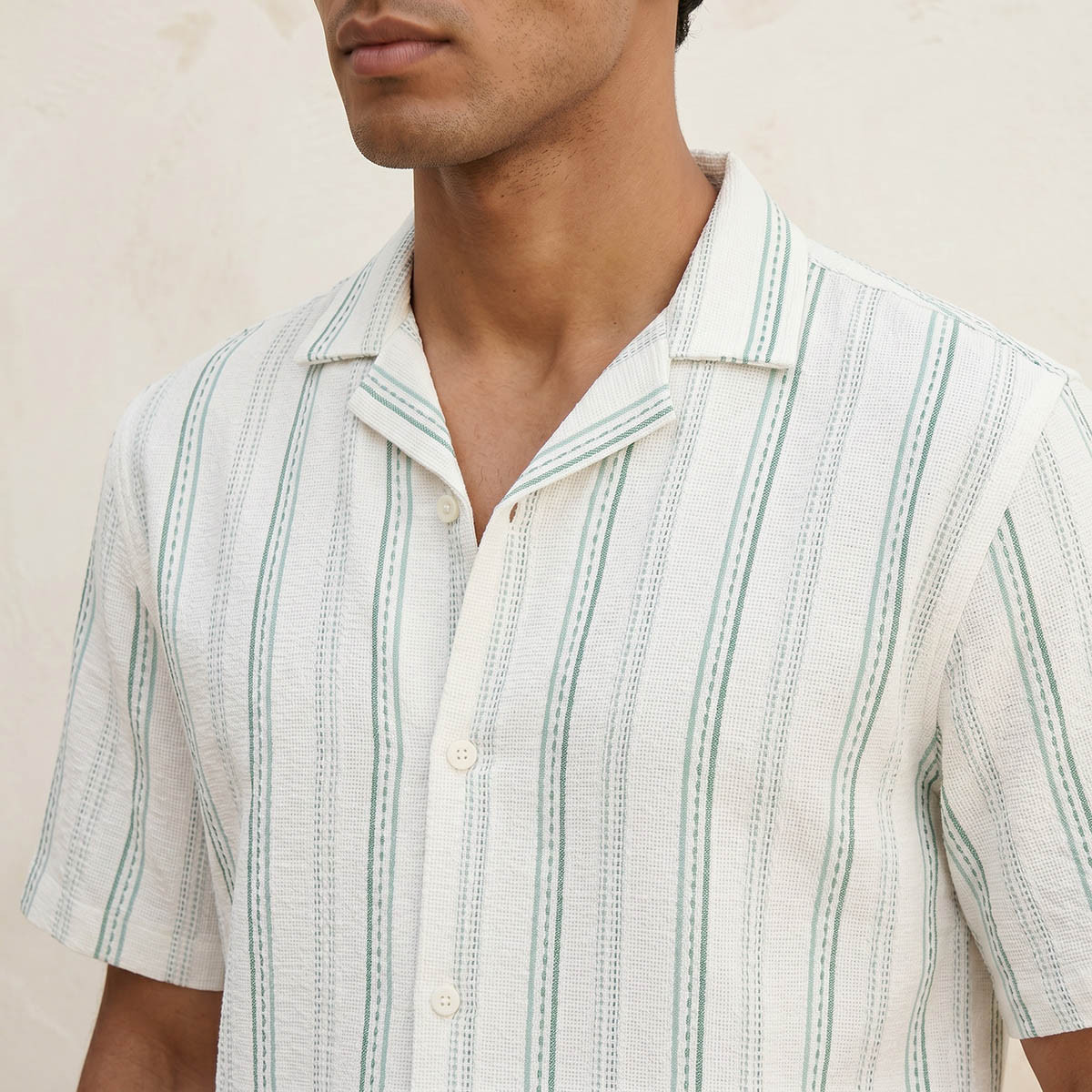 Splash Smart Regular Fit Camp Collar Striped Short Sleeves Shirt-men-clothing-shirts-image-6