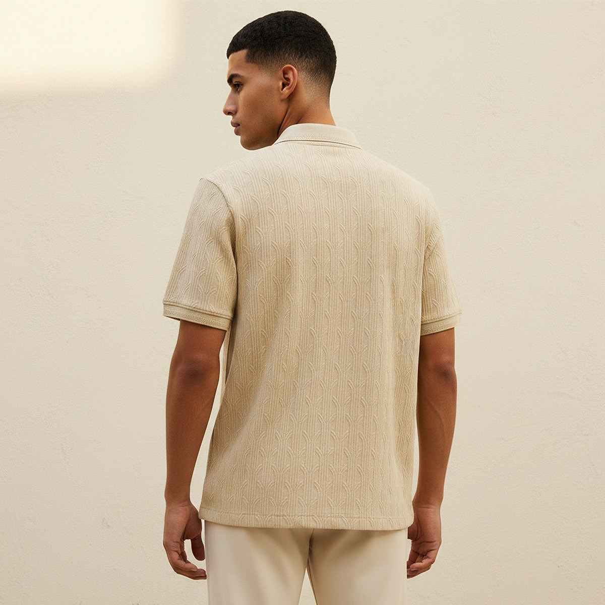 تيشيرت بولو بارز الملمس بأكمام قصيرة من آيكونيك-men-clothing-tshirtsandpolos-polos-image-4