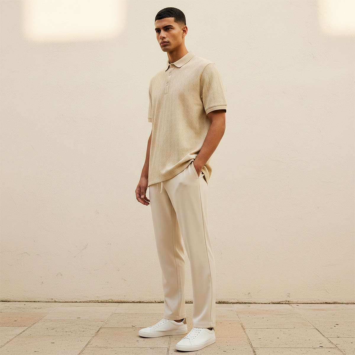 تيشيرت بولو بارز الملمس بأكمام قصيرة من آيكونيك-men-clothing-tshirtsandpolos-polos-image-5