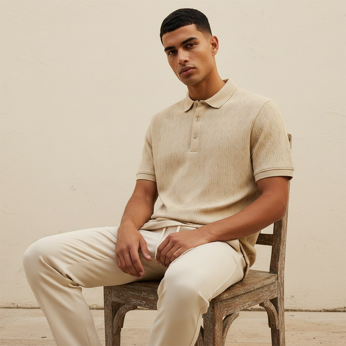 تيشيرت بولو بارز الملمس بأكمام قصيرة من آيكونيك-men-clothing-tshirtsandpolos-polos-image-6