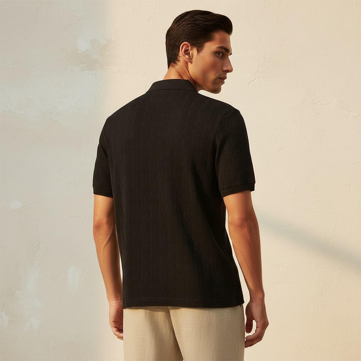 تيشيرت بولو بارز الملمس بأكمام قصيرة من آيكونيك-men-clothing-tshirtsandpolos-polos-image-4