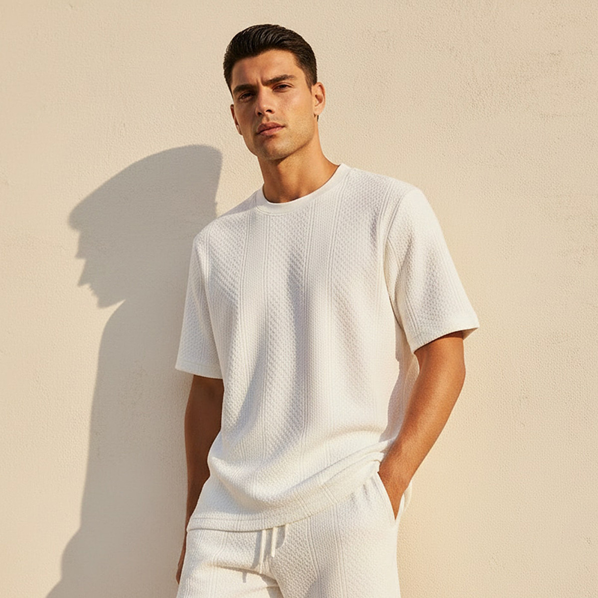 Iconic Men Regular Fit Crew Neck Short Sleeves Textured T-shirt-men-clothing-tshirtsandpolos-tshirts-image-1
