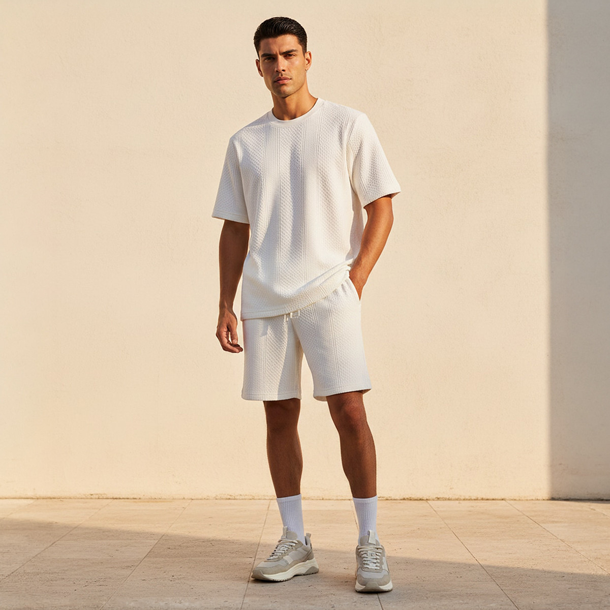 Iconic Men Regular Fit Crew Neck Short Sleeves Textured T-shirt-men-clothing-tshirtsandpolos-tshirts-image-3