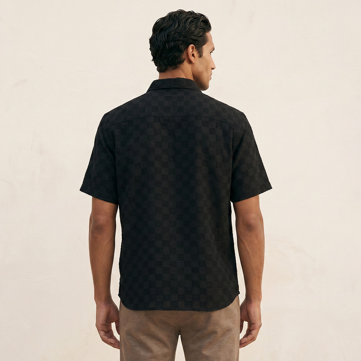 Splash Iconic Regular Fit Spread Collar Jacquard Short Sleeves Shirt-men-clothing-shirts-image-4