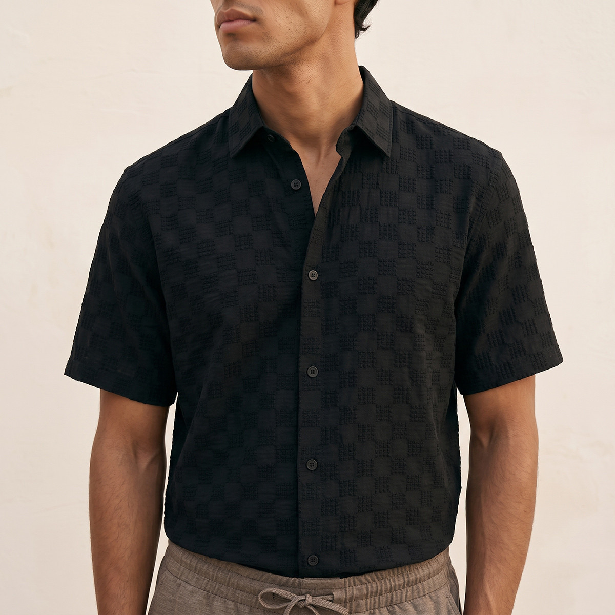 Splash Iconic Regular Fit Spread Collar Jacquard Short Sleeves Shirt-men-clothing-shirts-image-5