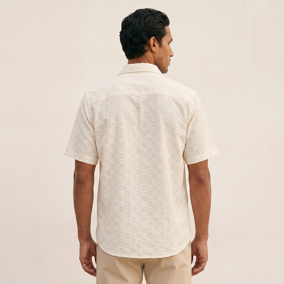 Splash Iconic Regular Fit Spread Collar Jacquard Short Sleeves Shirt-men-clothing-shirts-image-4