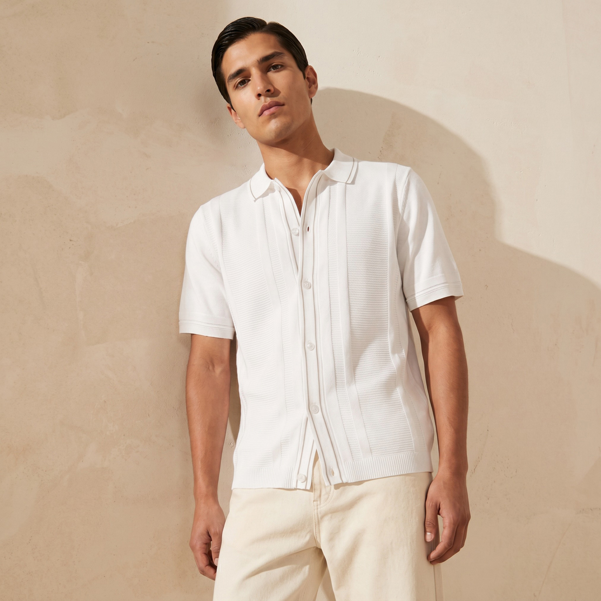 Iconic Regular Fit Collared Textured Short Sleeves Shirt-men-clothing-shirts-image-1
