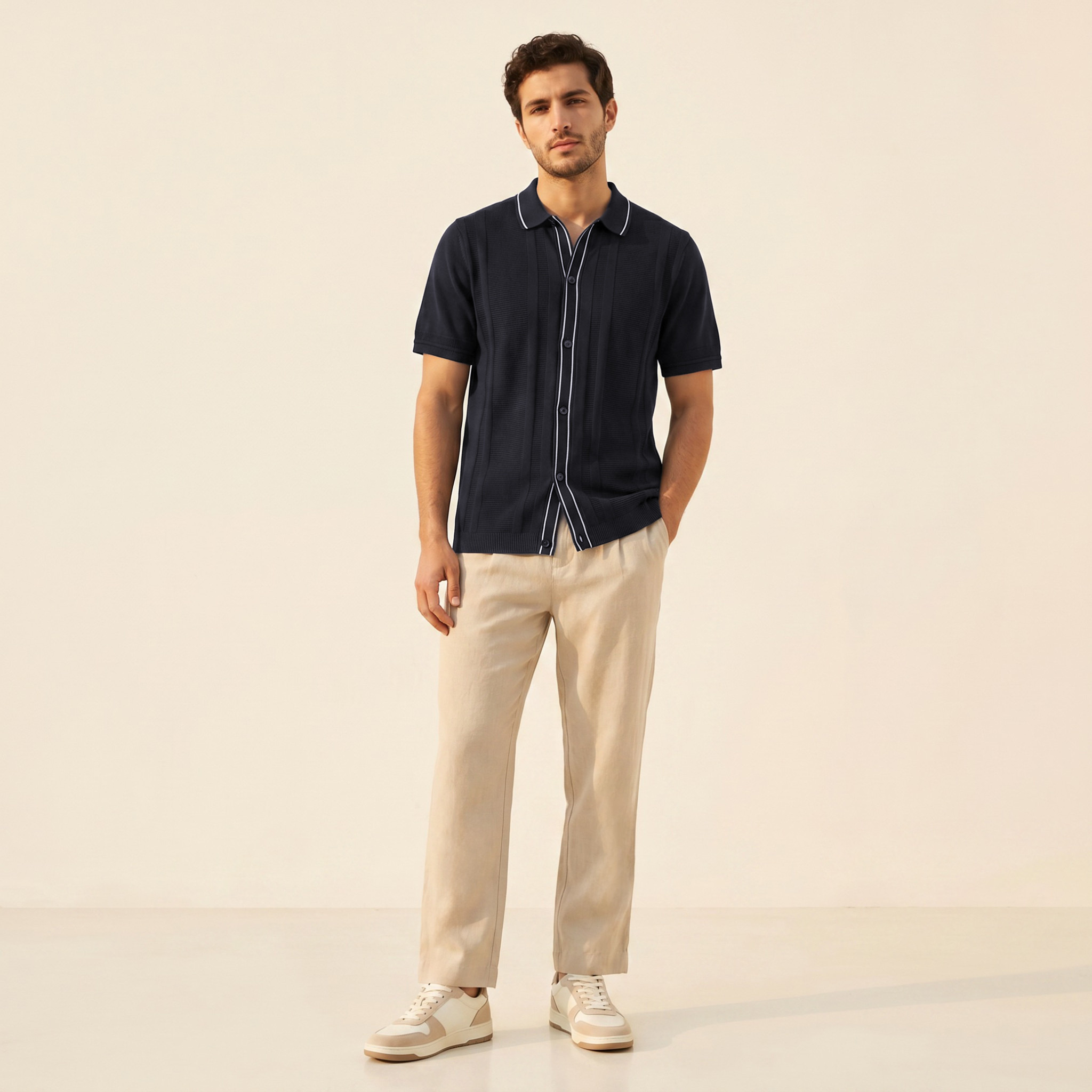 Iconic Regular Fit Collared Textured Short Sleeves Shirt-men-clothing-shirts-image-3