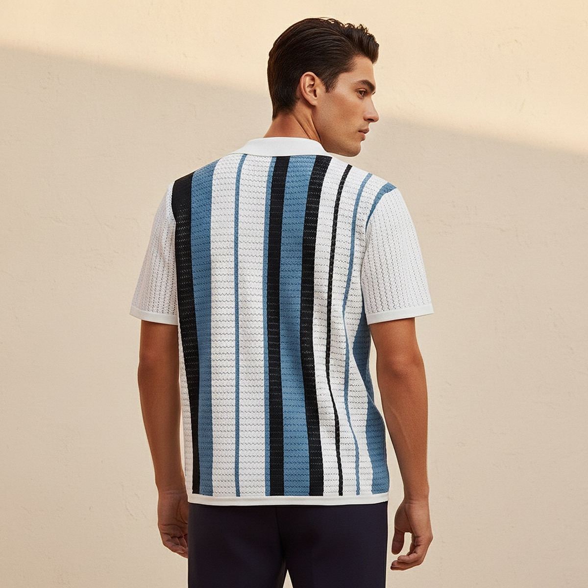 Splash Iconic Camp Collar Striped Short Sleeves Shirt-men-clothing-shirts-image-4