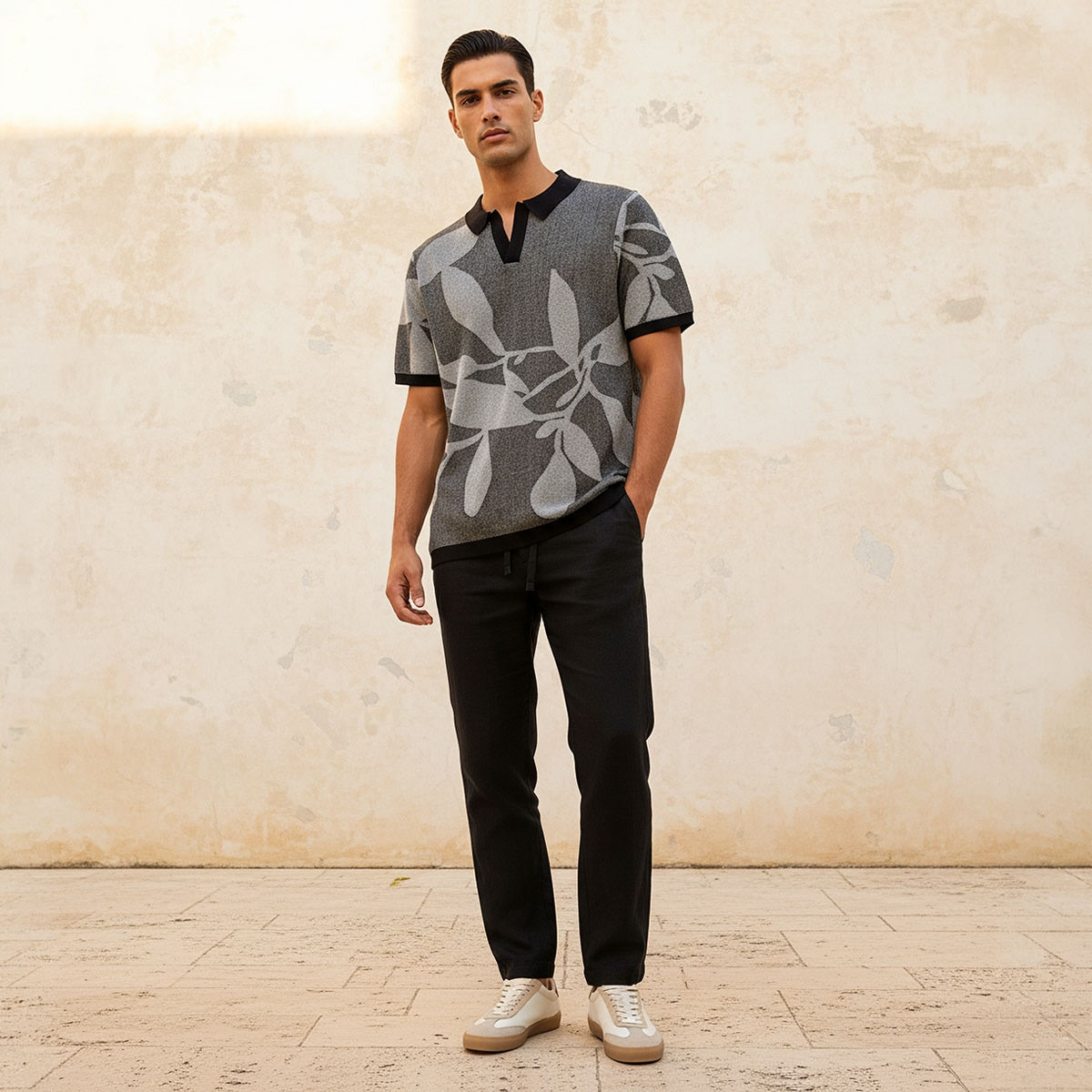 تيشيرت بولو جاكار بأكمام قصيرة من سبلاش آيكونيك-men-clothing-tshirtsandpolos-polos-image-3