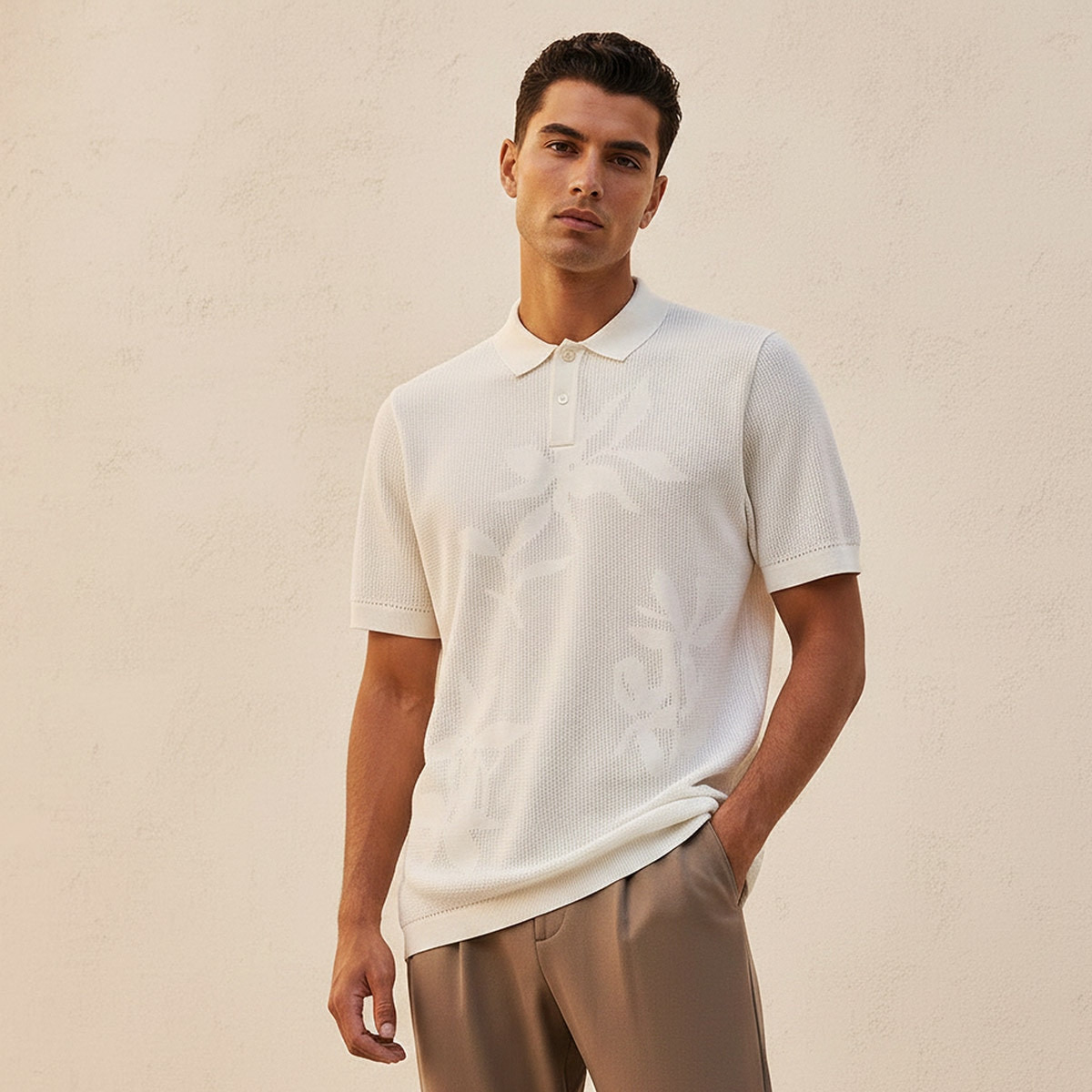 تيشيرت بولو جاكار بأكمام قصيرة من آيكونيك-men-clothing-tshirtsandpolos-polos-image-1