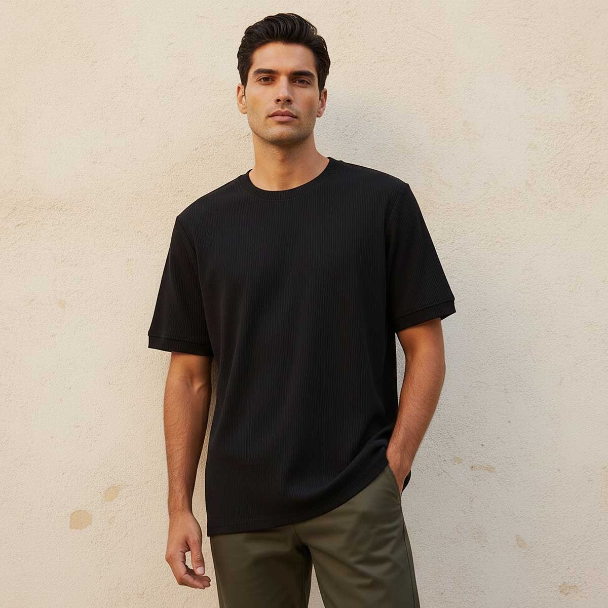 Iconic Crew Neck Short Sleeves Textured T-shirt-men-clothing-tshirtsandpolos-tshirts-image-1