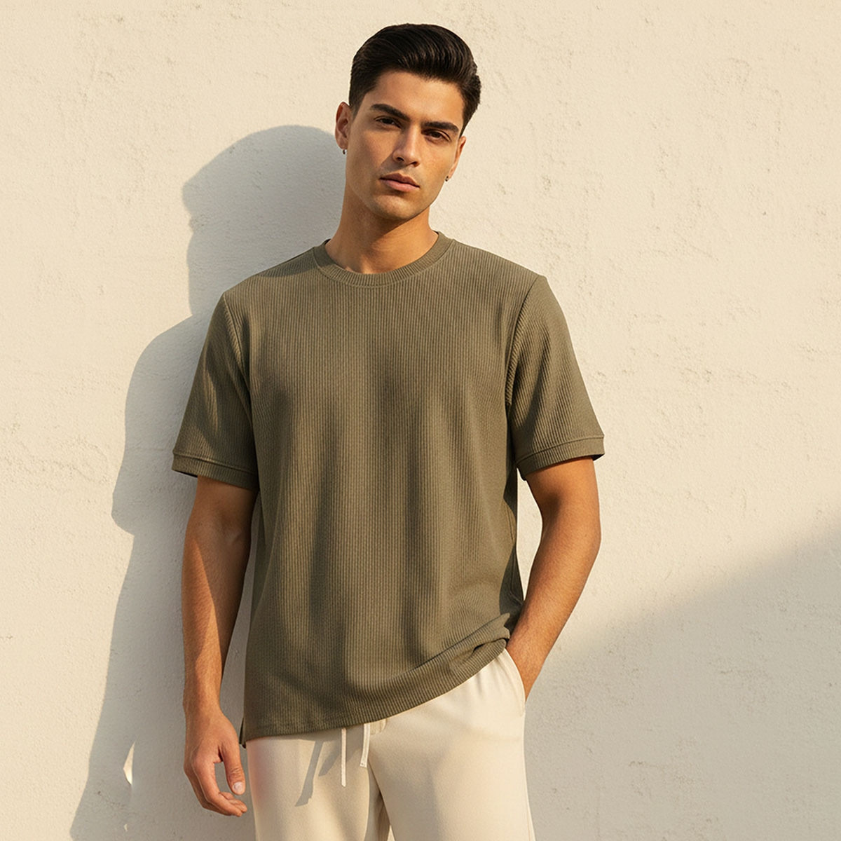 Iconic Crew Neck Short Sleeves Textured T-shirt-men-clothing-tshirtsandpolos-tshirts-image-1