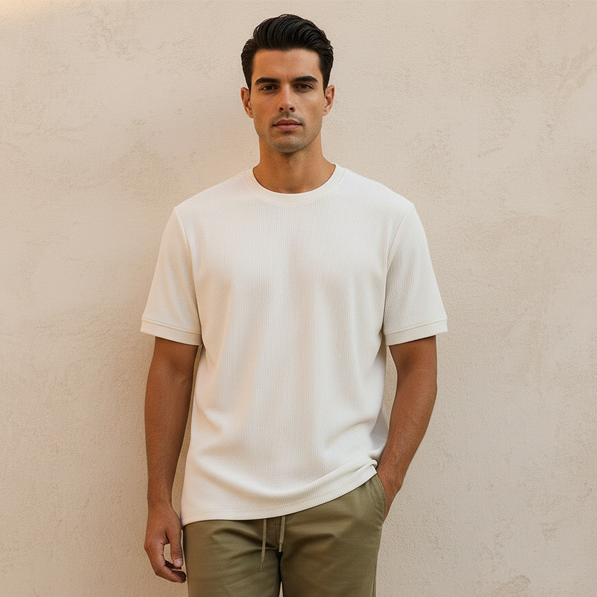 Iconic Crew Neck Short Sleeves Textured T-shirt-men-clothing-tshirtsandpolos-tshirts-image-1