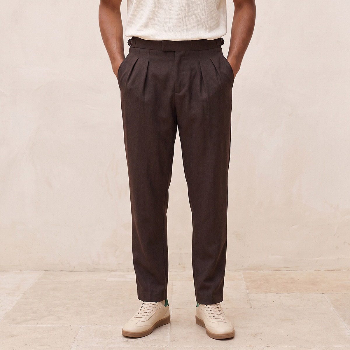 Splash Iconic Relaxed Fit Pleated Trousers-men-clothing-bottoms-trousersandchinos-trousers-image-2