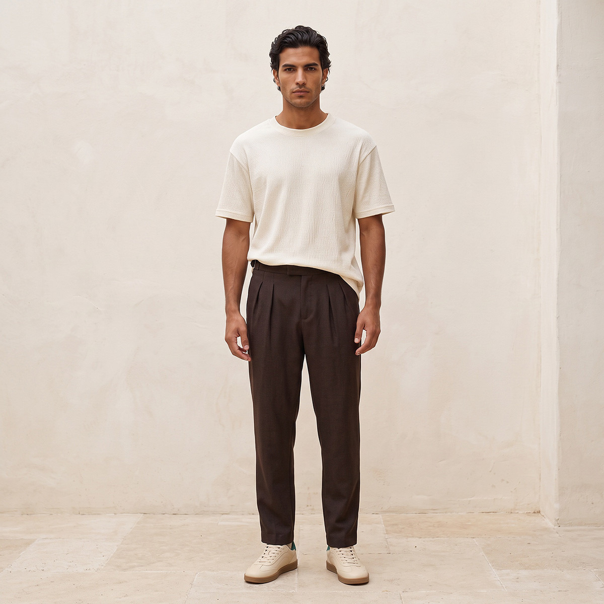 Splash Iconic Relaxed Fit Pleated Trousers-men-clothing-bottoms-trousersandchinos-trousers-image-3