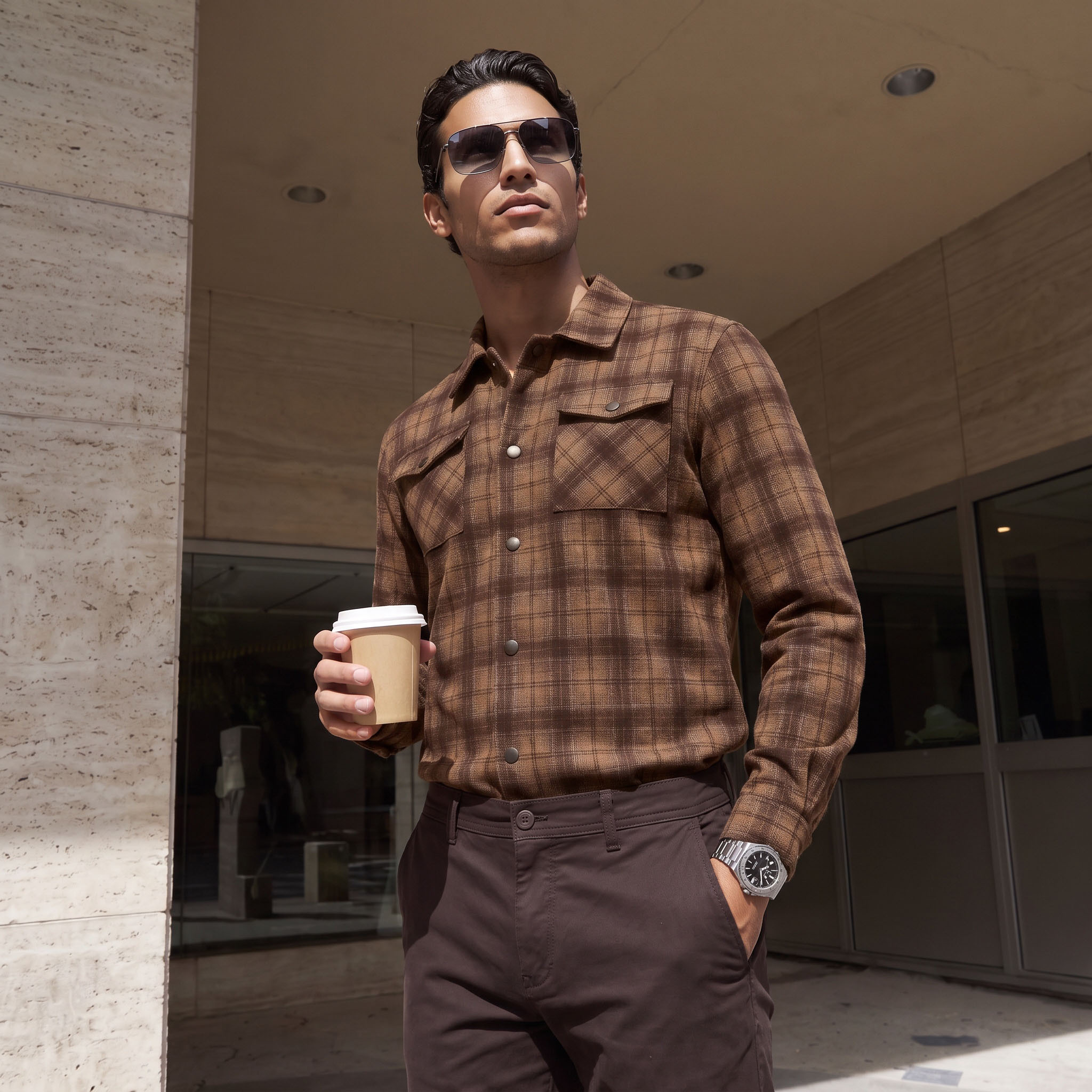قميص كاروهات من أيكونيك من سبلاش-men-clothing-shirts-image-1