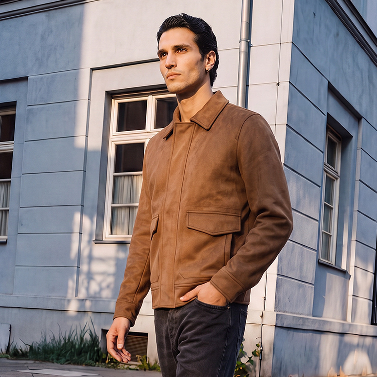 Splash Iconic Suede Utility Jacket with Pocket-men-clothing-jacketsandblazers-jackets-image-1