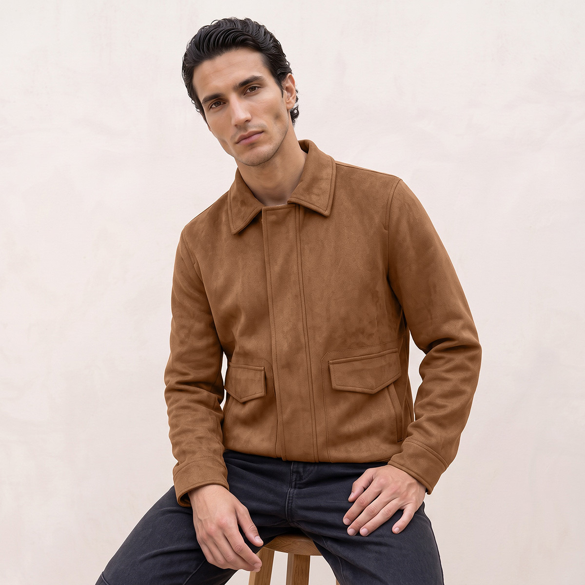 Splash Iconic Suede Utility Jacket with Pocket-men-clothing-jacketsandblazers-jackets-image-2