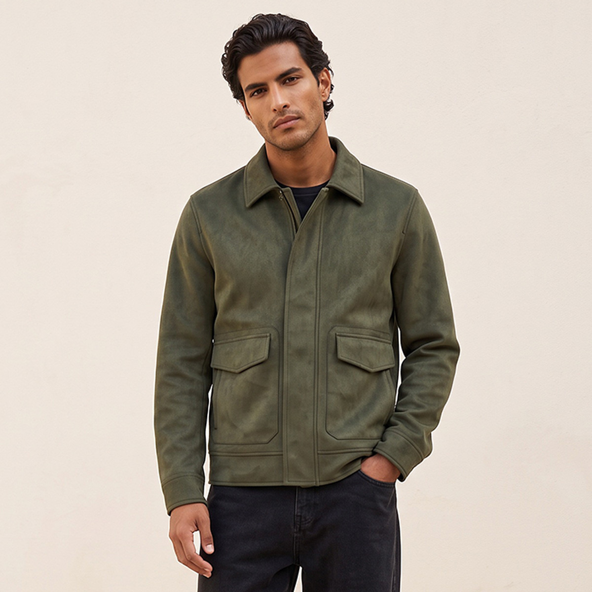 Splash Iconic Suede Utility Jacket with Pocket-men-clothing-jacketsandblazers-jackets-image-2