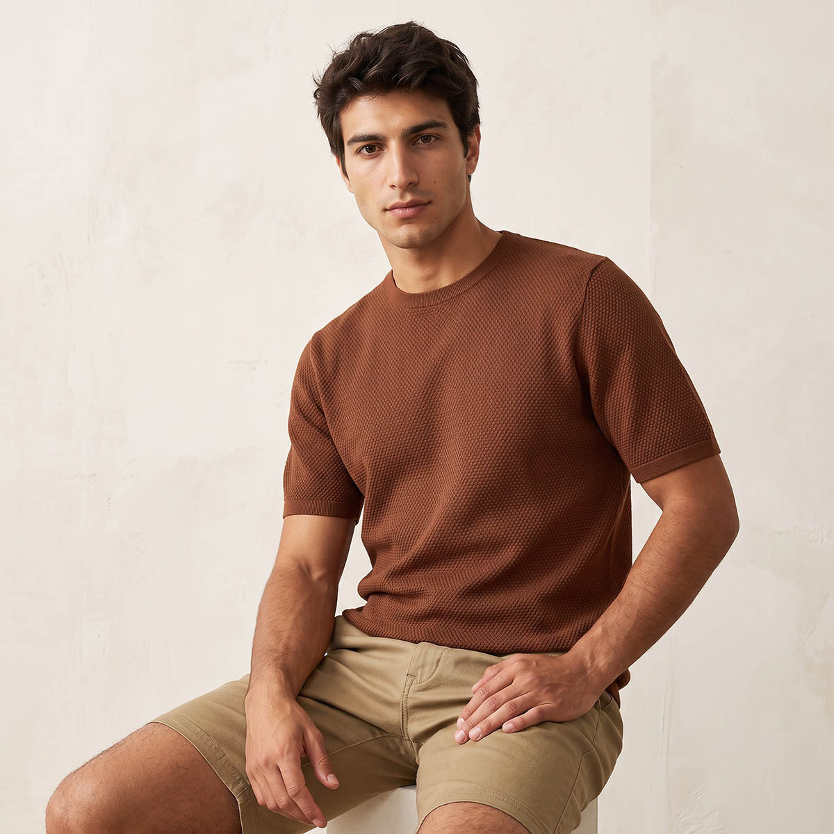 Splash Iconic Crew Neck Short Sleeves Textured T-shirt-men-clothing-tshirtsandpolos-tshirts-image-1